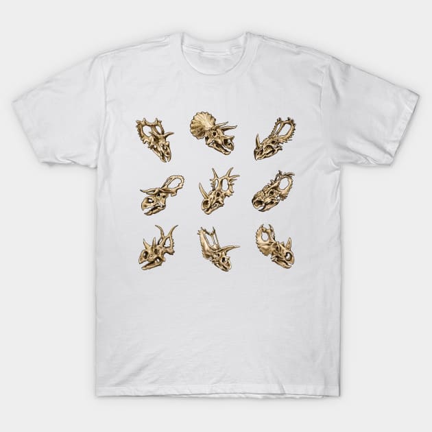 Dinosaur Skull Sticker Set Ceratopsia T-Shirt by CassWArt